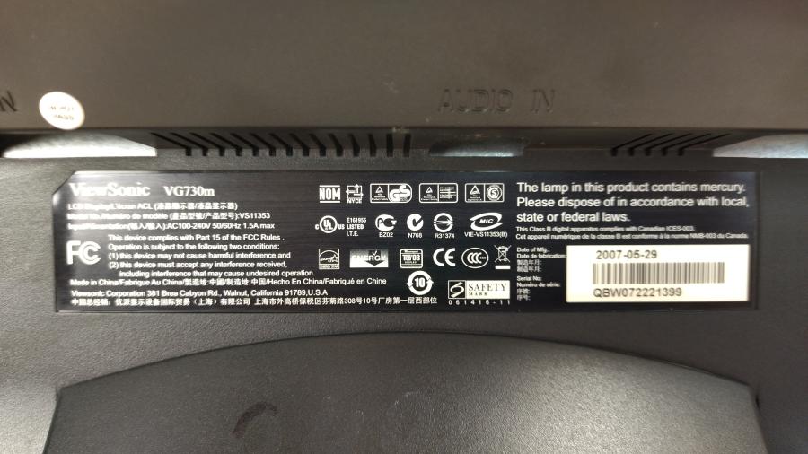 098-008-003 Монитор ЖК VIEWSONIC VG730M #9