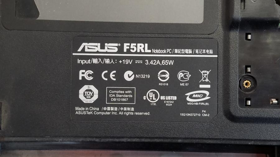 168-089-001 Ноутбук ASUS F5RL #10
