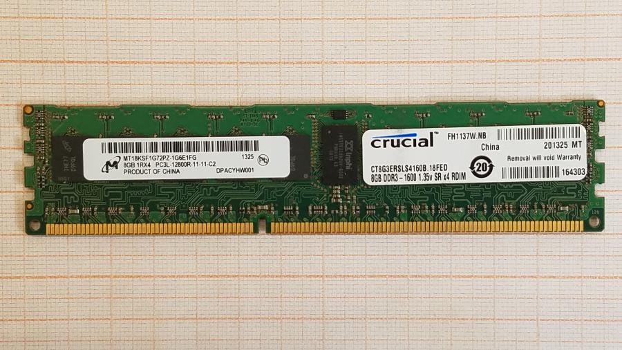 195-143-001 DDR3 RDIMM ECC REG Crucial CT8G3ERSLS4160B.18FED #1