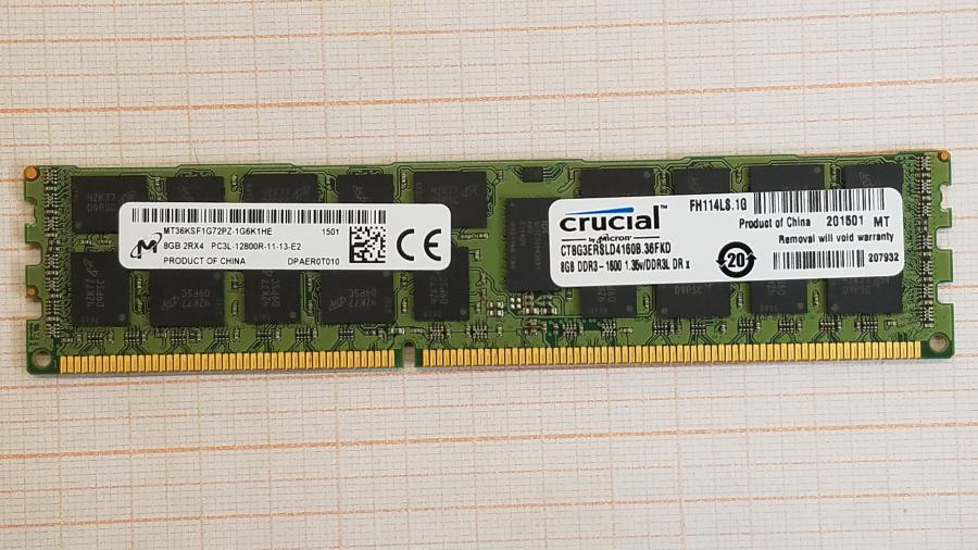 195-022-002 DDR3 RDIMM ECC REG Crucial CT8G3ERSLD4160B.36FKD #1