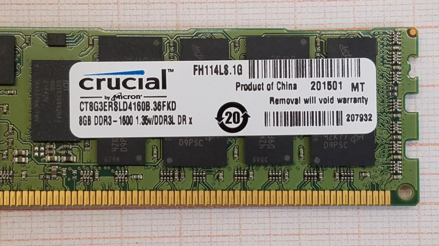 195-022-002 DDR3 RDIMM ECC REG Crucial CT8G3ERSLD4160B.36FKD #3