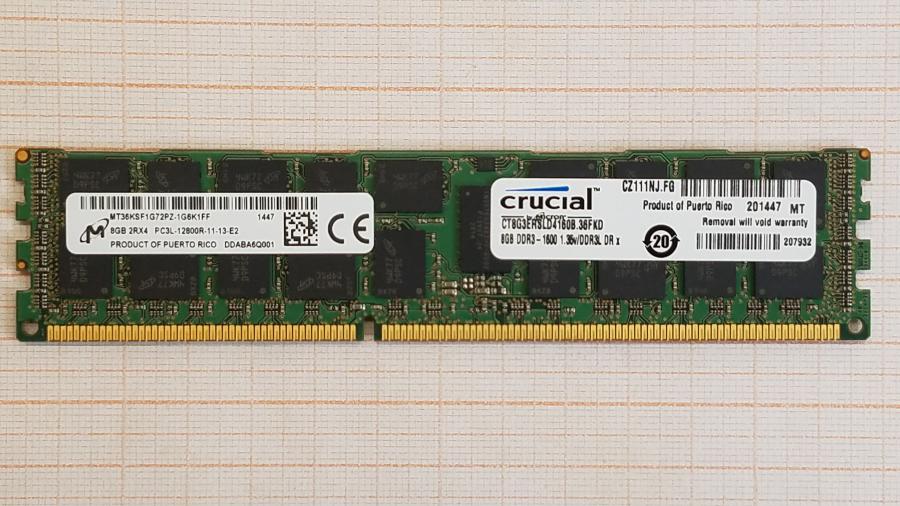 195-022-004 DDR3 RDIMM ECC REG Crucial CT8G3ERSLD4160B.36FKD #1