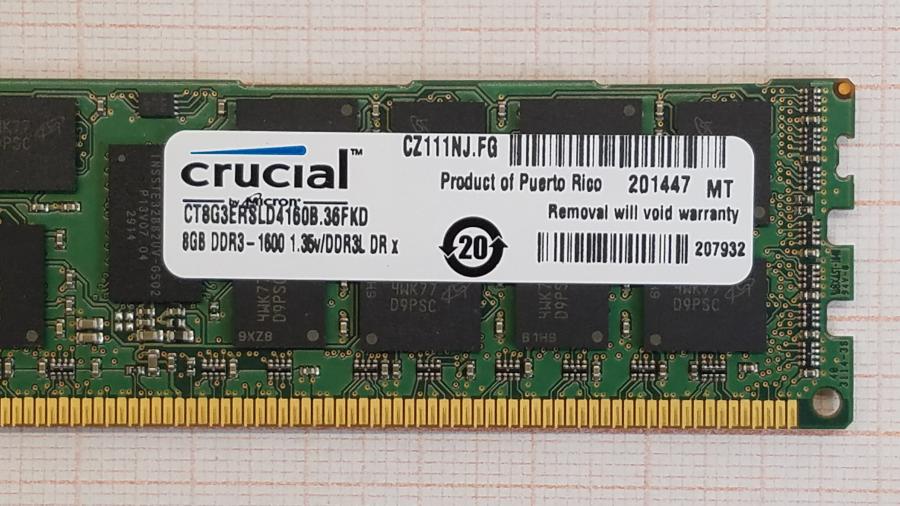195-022-004 DDR3 RDIMM ECC REG Crucial CT8G3ERSLD4160B.36FKD #2