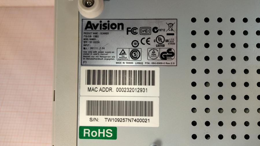 077-178-001 Сканеры Avision NetDeliver @V2500 #12