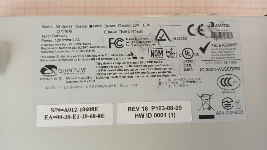 164-012-001 Шлюз VoIP QUINTUM ASM200 #9