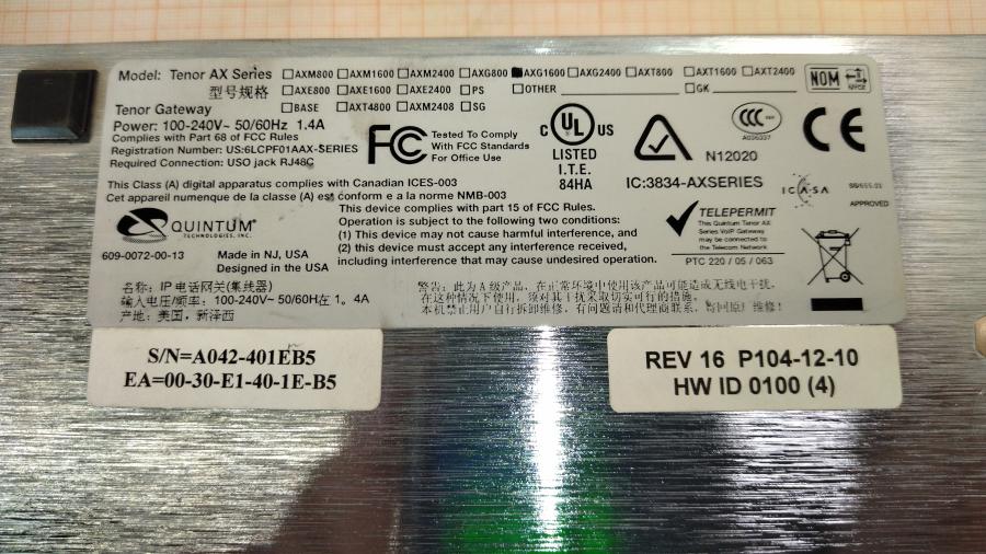 164-013-003 Шлюз VoIP QUINTUM Tenor AXG1600 #10