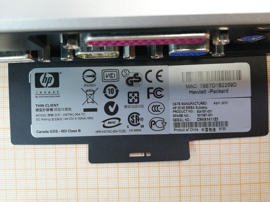 164-016-001 Тонкий клиент HP t5145 EMEA Subassy #9