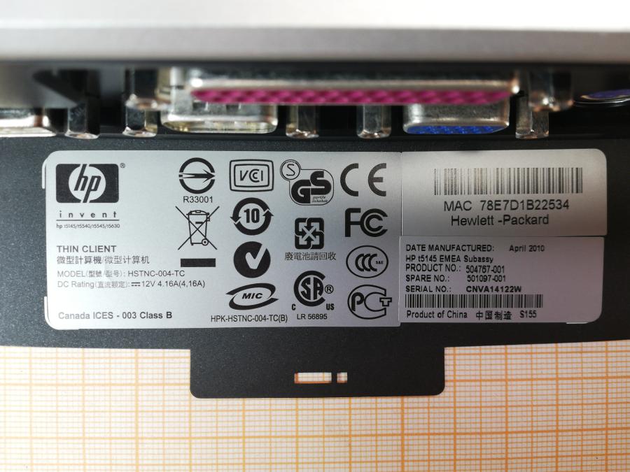 164-016-002 Тонкий клиент HP t5145 EMEA Subassy #9