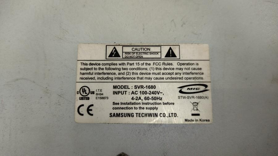 109-023-001 Видеорегистратор SAMSUNG SVR-1680 #14