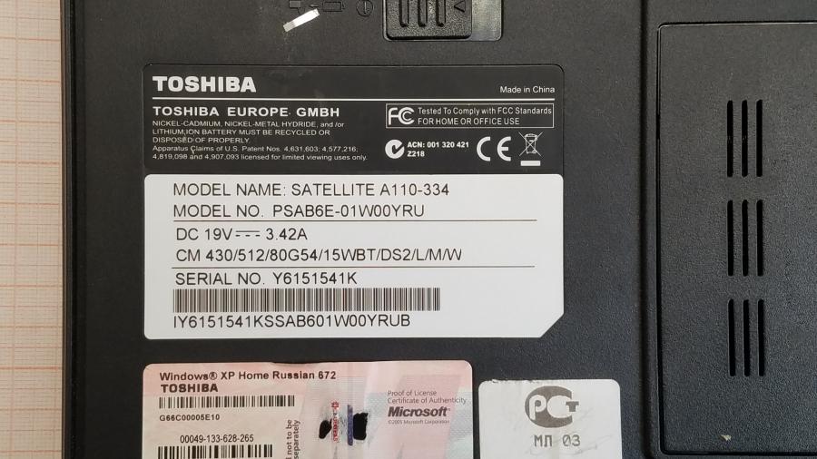 089-089-002 Ноутбук TOSHIBA Satellite A100-334 #10
