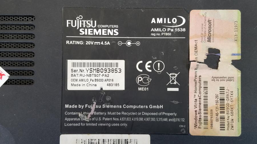 089-030-001 Ноутбук FUJITSU-SIEMENS AMILO PA 1538 #14