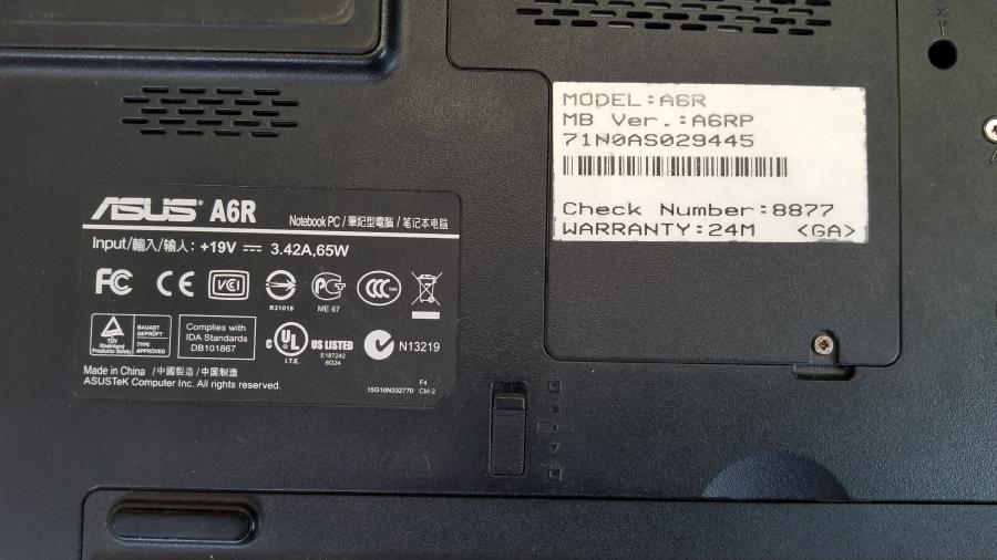 089-038-001 Ноутбук ASUS A6R #10