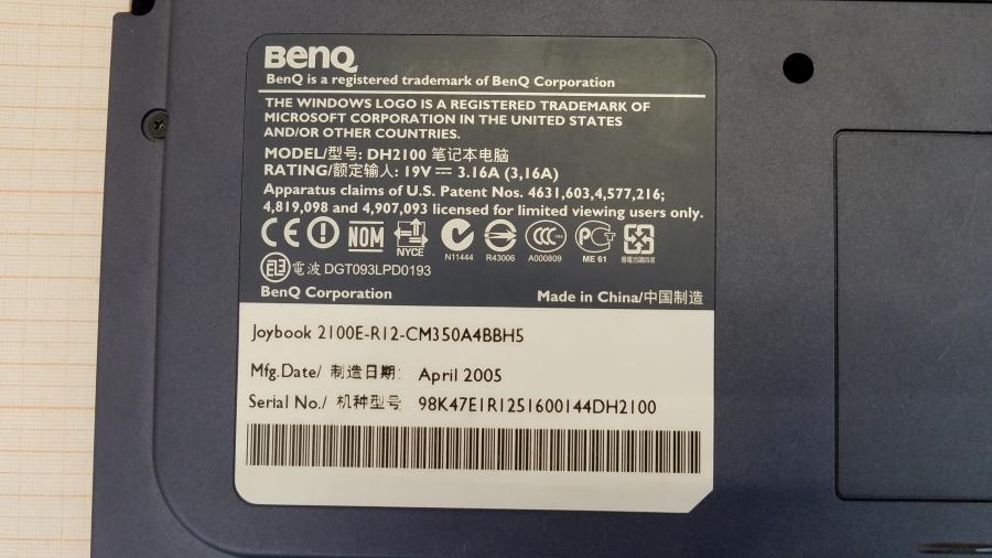 089-100-001 Ноутбук BENQ Joybook 2100E-R12 (CM350A4BBH5) #10