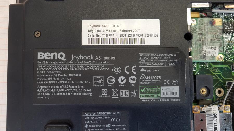089-079-002 Ноутбук BENQ Joybook A51E-R16 #10