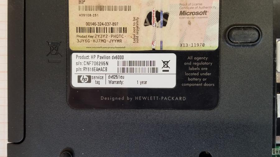 089-012-005 Ноутбук HP Pavilion dv6000 (dv6251eu) #11