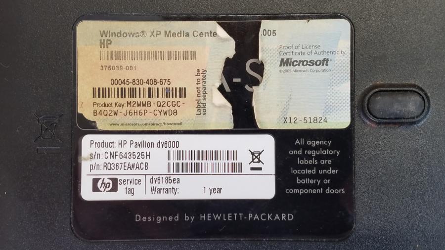 089-080-001 Ноутбук HP Pavilion dv6000 (dv6185ea) #11