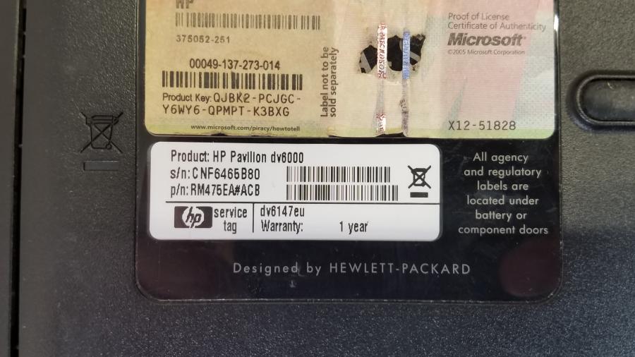 089-008-027 Ноутбук HP Pavilion dv6000 (dv6147eu) #10