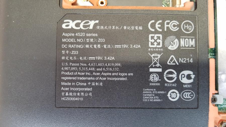 089-006-010 Ноутбук ACER Aspire 4520 (Z03) #10