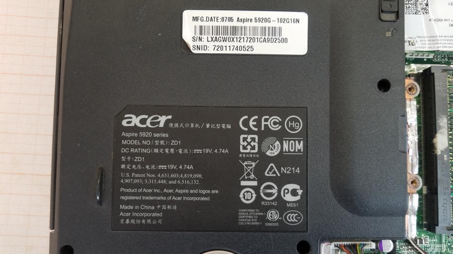 089-087-003 Ноутбук ACER Aspire 5920G-102G16N #11