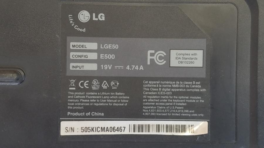 089-158-001 Ноутбук LG LGE50 E500 #10