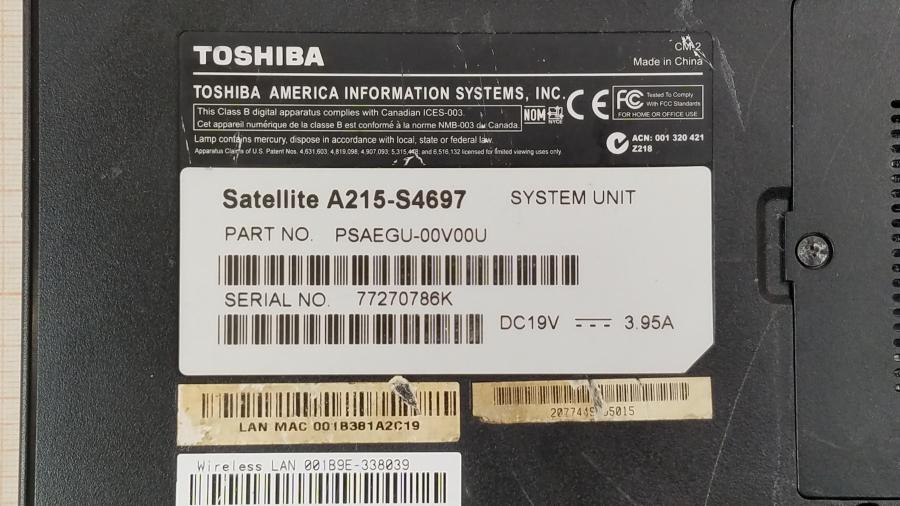 089-175-001 Ноутбук TOSHIBA SATELLITE A215-S4697 #10