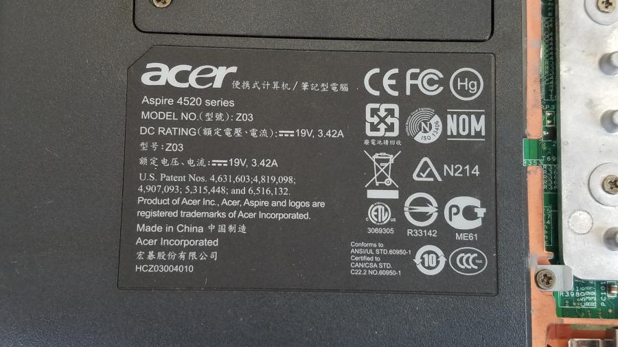089-006-006 Ноутбук ACER Aspire 4520 (Z03) #10