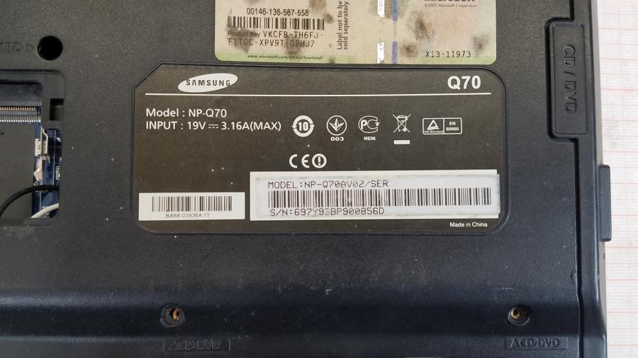 089-138-001 Ноутбук SAMSUNG NP-Q70AV02 #16