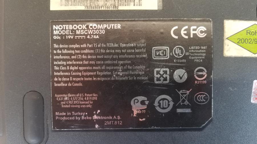 088-039-003 Ноутбук BEKO MSCW3030 #10