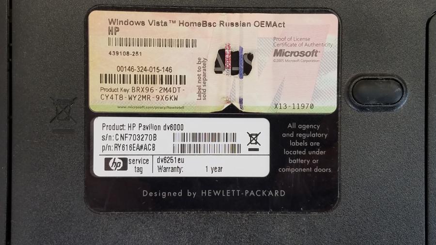 089-012-012 Ноутбук HP Pavilion dv6000 (dv6251eu) #10