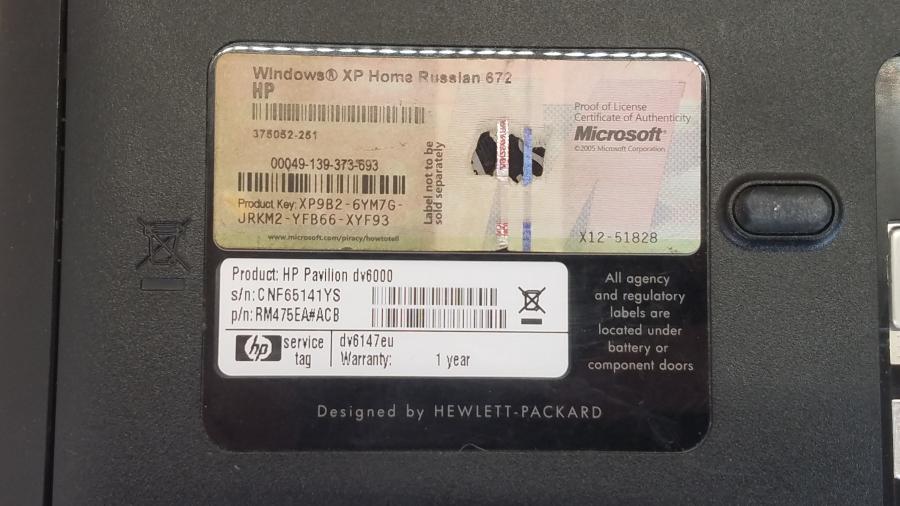089-008-052 Ноутбук HP Pavilion dv6000 (dv6147eu) #11