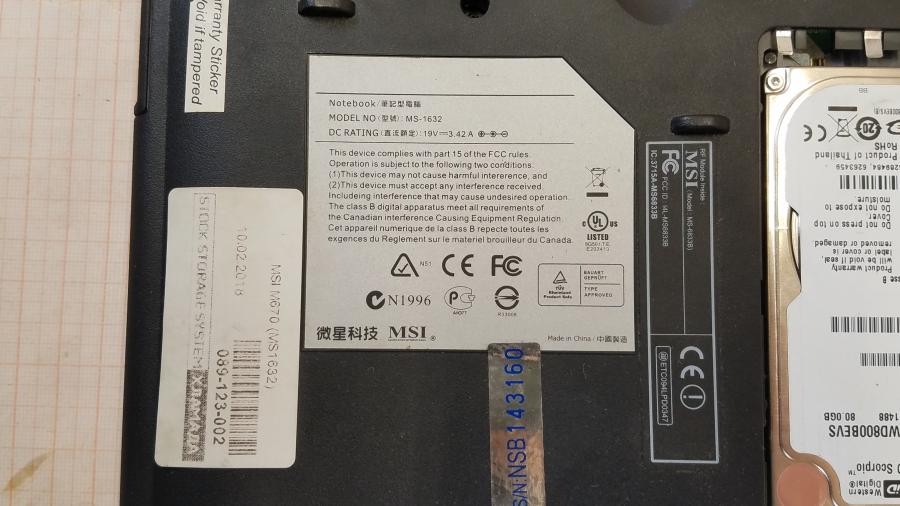 089-123-002 Ноутбук MSI M670 (MS1632) #10