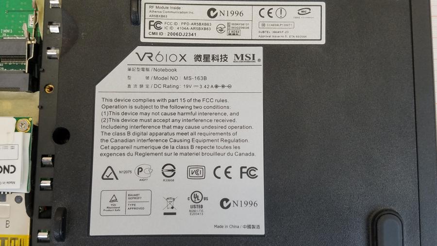 089-124-004 Ноутбук MSI VR610X (MS-163B) #12