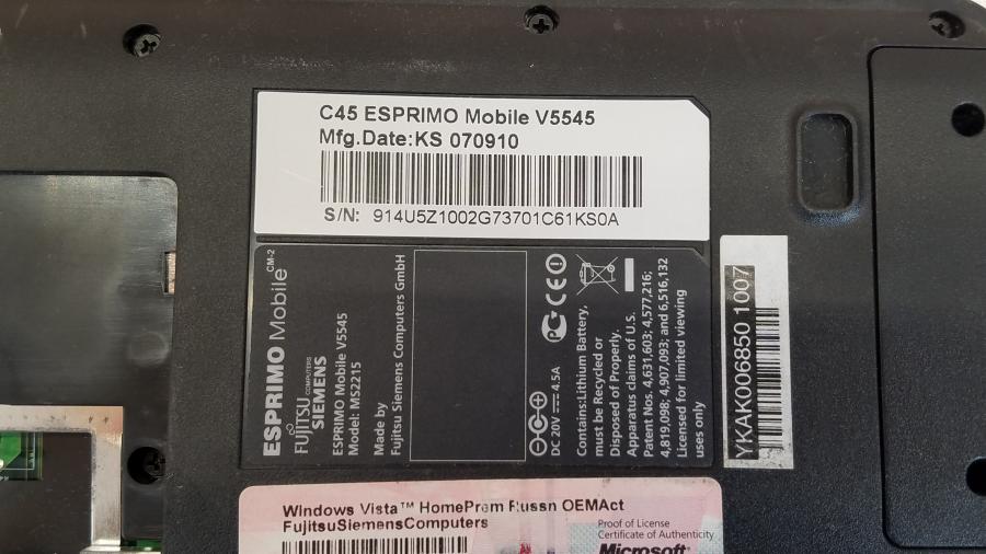089-040-011 Ноутбук FUJITSU-SIEMENS ESPRIMO Mobile V5545 (MS2215) #10