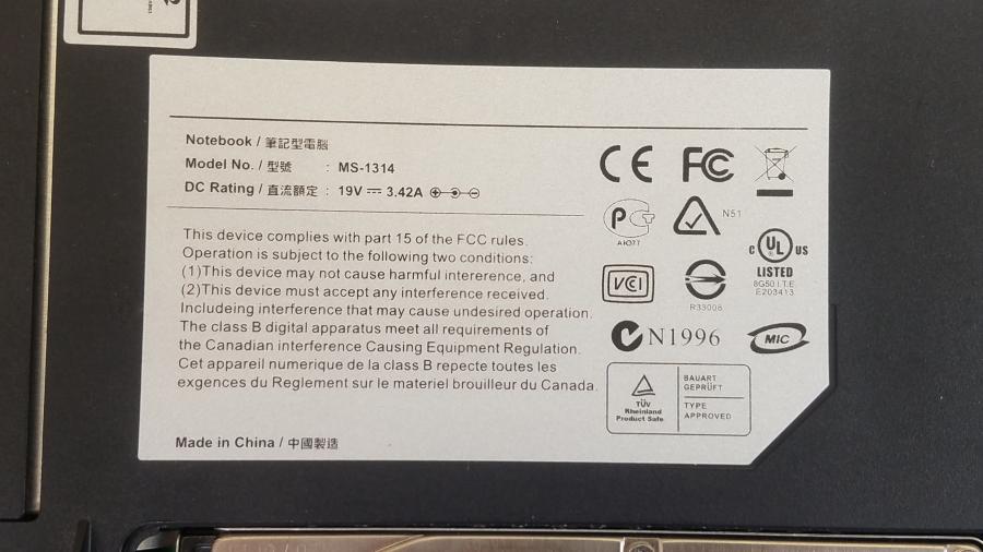 089-129-001 Ноутбук MSI MEGABOOK MS-1314 VR321 #14