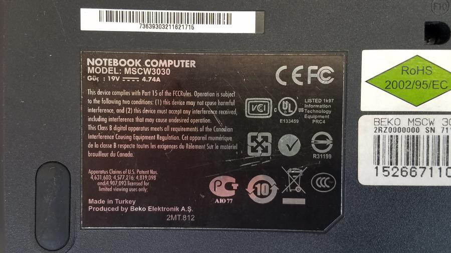 089-021-008 Ноутбук BEKO MSCW3030 #10