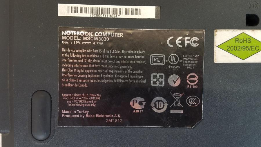089-021-007 Ноутбук BEKO MSCW3030 #10