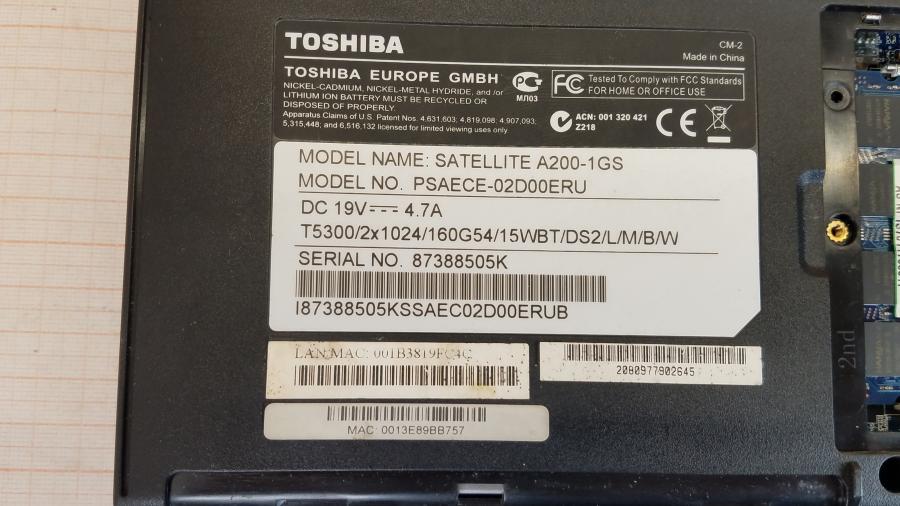 089-102-004 Ноутбук TOSHIBA SATELLITE A200-1GS #14