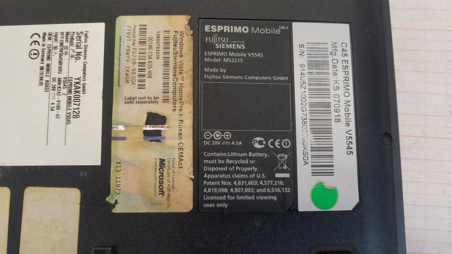 089-040-008 Ноутбук FUJITSU-SIEMENS ESPRIMO Mobile V5545 (MS2215) #12