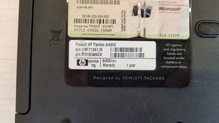 089-012-015 Ноутбук HP Pavilion dv6000 (dv6251eu) #14