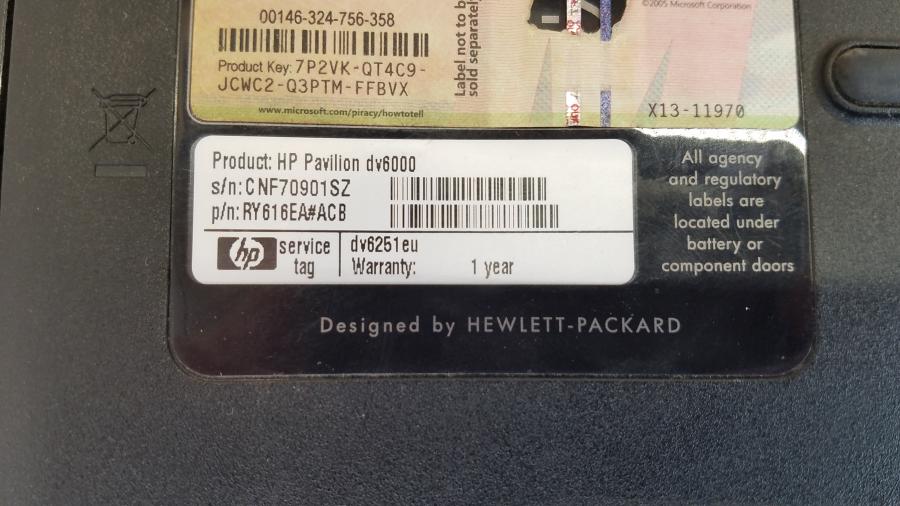 089-012-011 Ноутбук HP Pavilion dv6000 (dv6251eu) #10