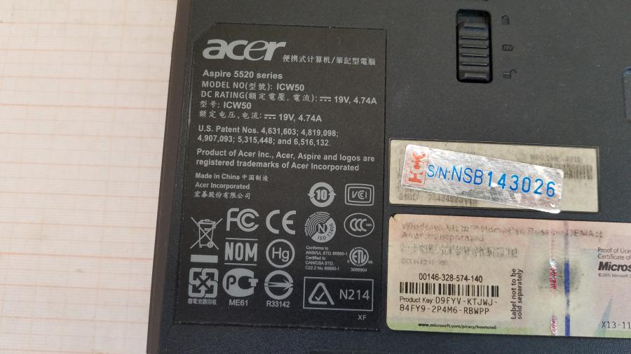 089-187-012 Ноутбук ACER ASPIRE 5520G-502G16Mi #10