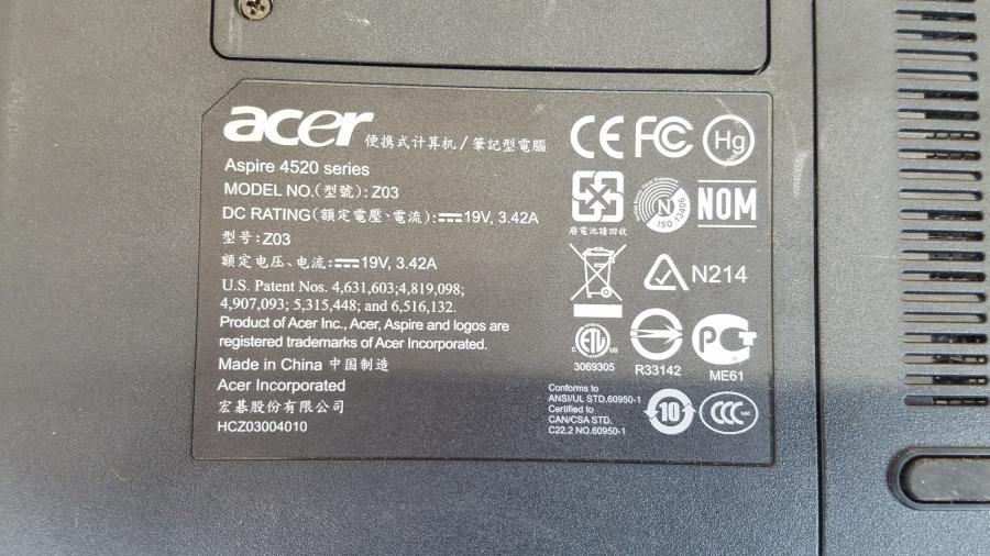 089-006-008 Ноутбук ACER Aspire 4520 (Z03) #11