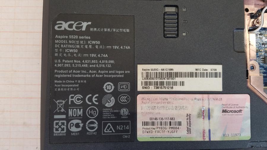 089-009-013 Ноутбук ACER Aspire 5520 (ICW50) #11