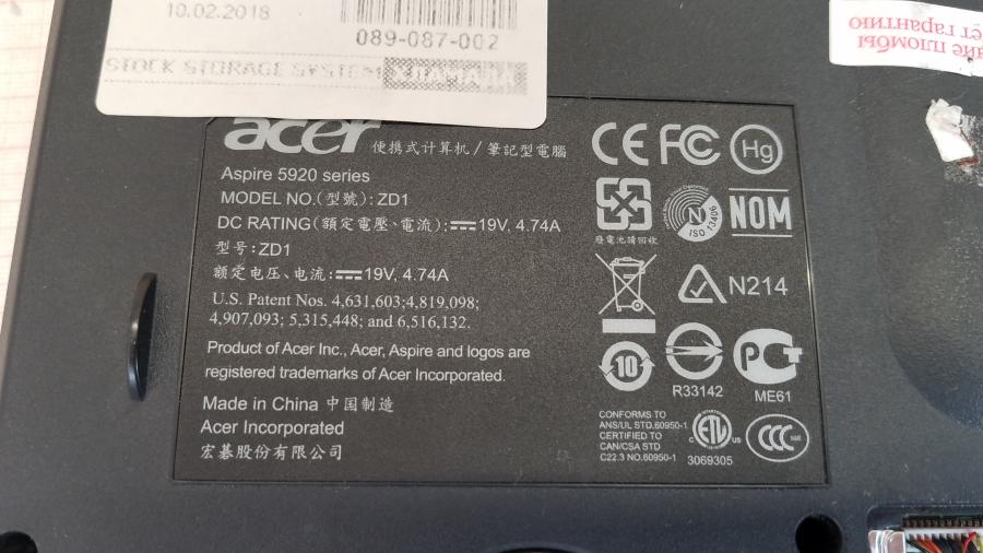 089-087-002 Ноутбук ACER Aspire 5920G-102G16N #11