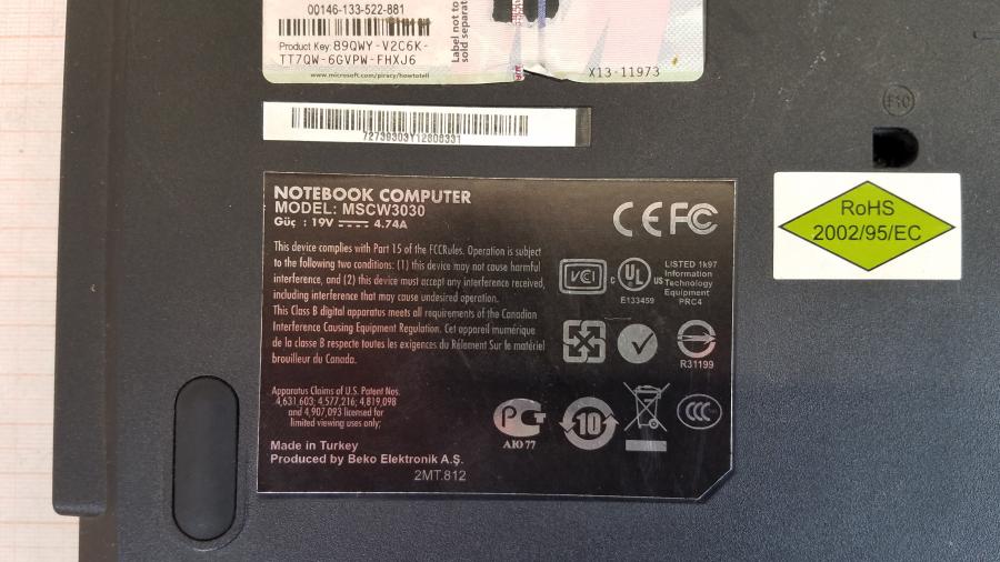 089-021-006 Ноутбук BEKO MSCW3030 #11