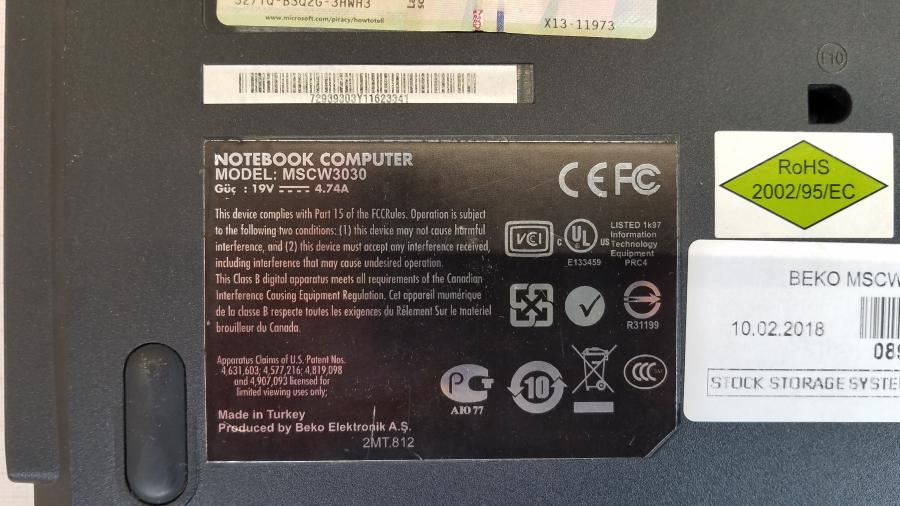089-021-004 Ноутбук BEKO MSCW3030 #11
