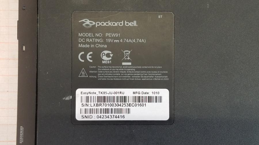 089-195-001 Ноутбук Packard Bell EasyNote TK85-JU-001RU #10