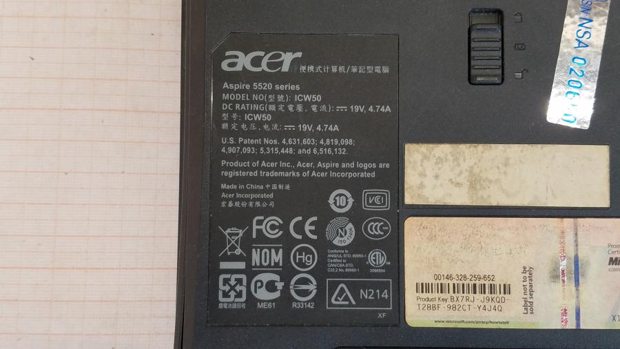 089-187-009 Ноутбук ACER ASPIRE 5520G-502G16Mi #10