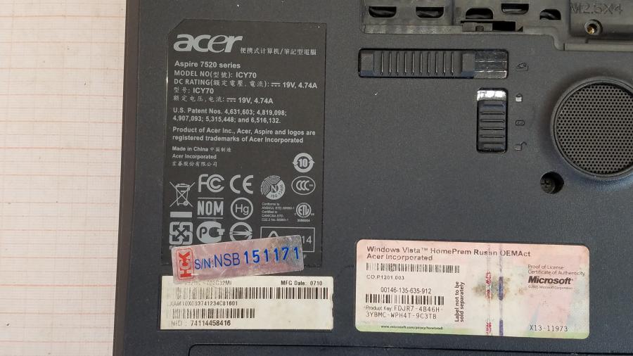 089-014-001 Ноутбук ACER Aspire 7520G-502G16Mi (ICY70) #12