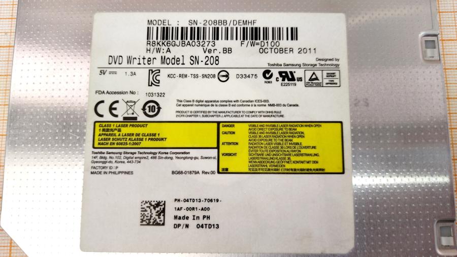 114-270-001 Привод SATA Slim TSST(TOSHIBA-SAMSUNG STORGE TECHNOLOGIES) SN-208BB/DEMHF #4